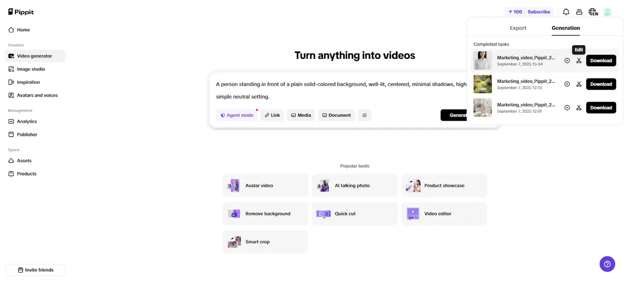 Pippit Video Editor: Autofocus & Background Remover