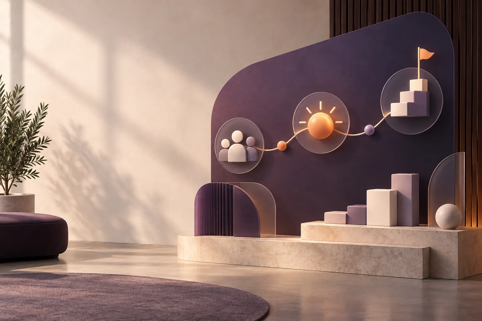 A visual path connecting audience insight, a growth opportunity and practical milestones